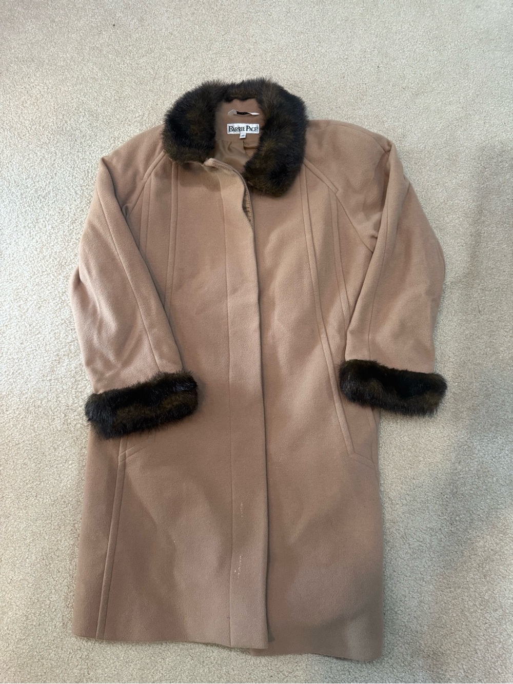 Beige Trench Coat with Fur Trim by Bayne Peat